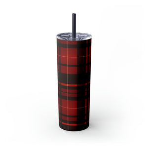Red Flannel Skinny Tumbler with Straw, 20oz