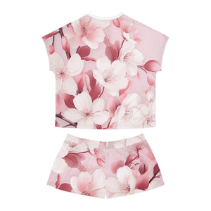 Pink Cherry Blossom Short Pajama Set
