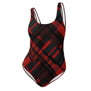 Red and Black Plaid One-Piece Swimsuit