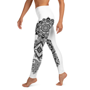 Henna Tattoo Yoga Leggings (White)